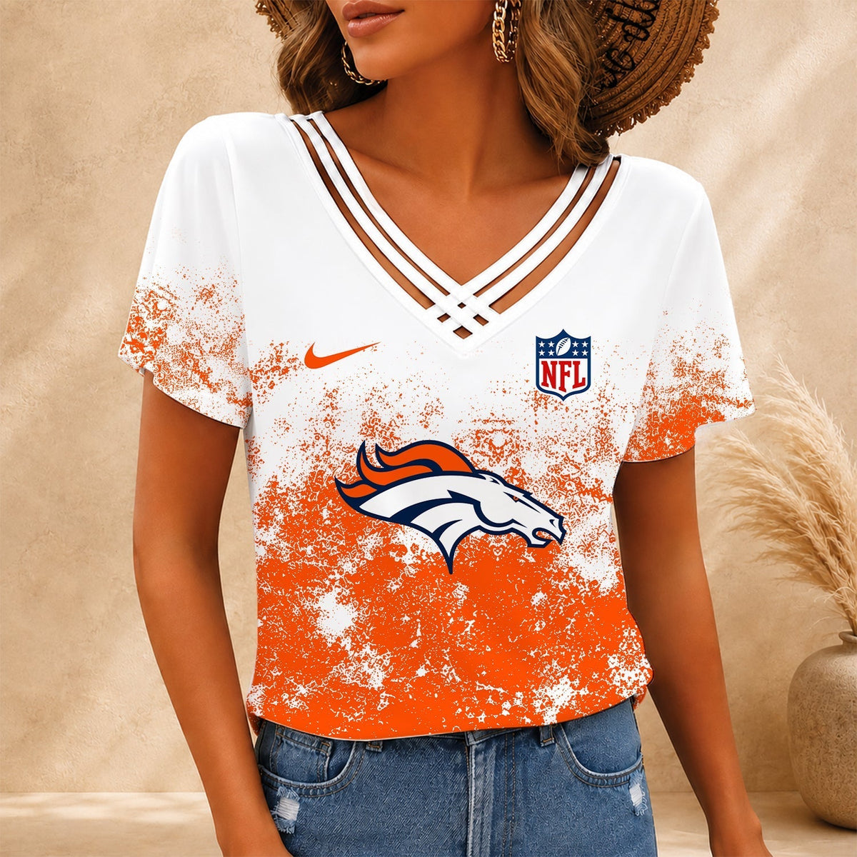 [TOUCHDOWN DEAL] NEW CUSTOMIZED NFL13 DVB DENVER BRONCOS V-NECK SHIRT