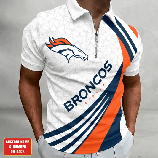 [TOUCHDOWN DEAL] NEW CUSTOMIZED NFL13 DVB DENVER BRONCOS ZIP POLO SHIRT