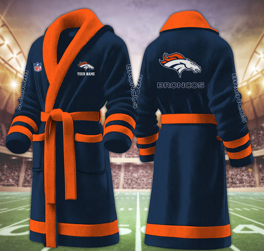 [TOUCHDOWN DEAL] NEW CUSTOMIZED NFL13 DVB DENVER BRONCOS MULTICOLOR FLEECE BATHROBE