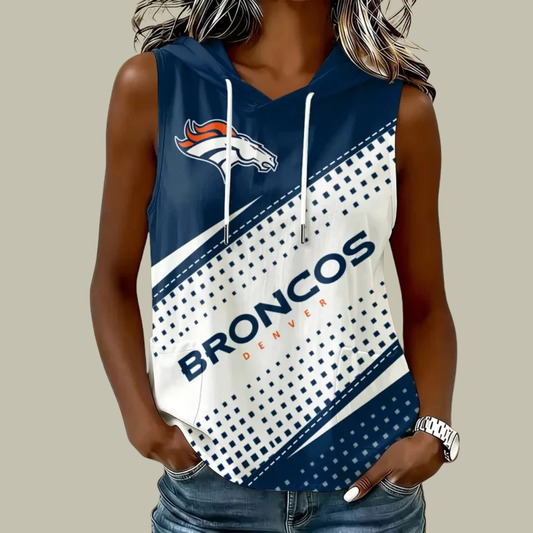 [TOUCHDOWN DEAL] NEW CUSTOMIZED NFL13 DVB DENVER BRONCOS WOMEN'S SLEEVELESS HOODED POCKET TANK TOP