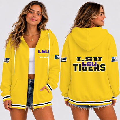 [SLAM DUNK DEAL] NEW CUSTOMIZED NCAA MAM13 LST LSU TIGERS STRAPPY ZIP HOODIE