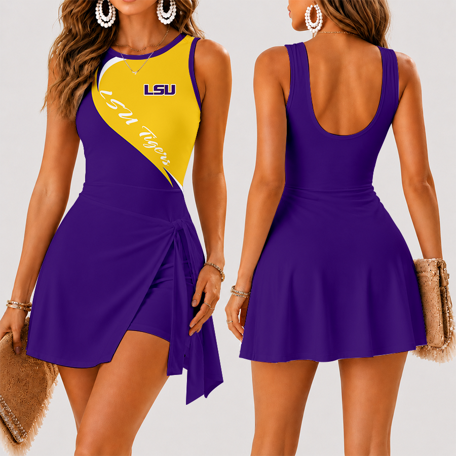 [SLAM DUNK DEAL] NEW CUSTOMIZED NCAA MAM13 LST LSU TIGERS WOMEN'S SUMMER SKORT DRESS