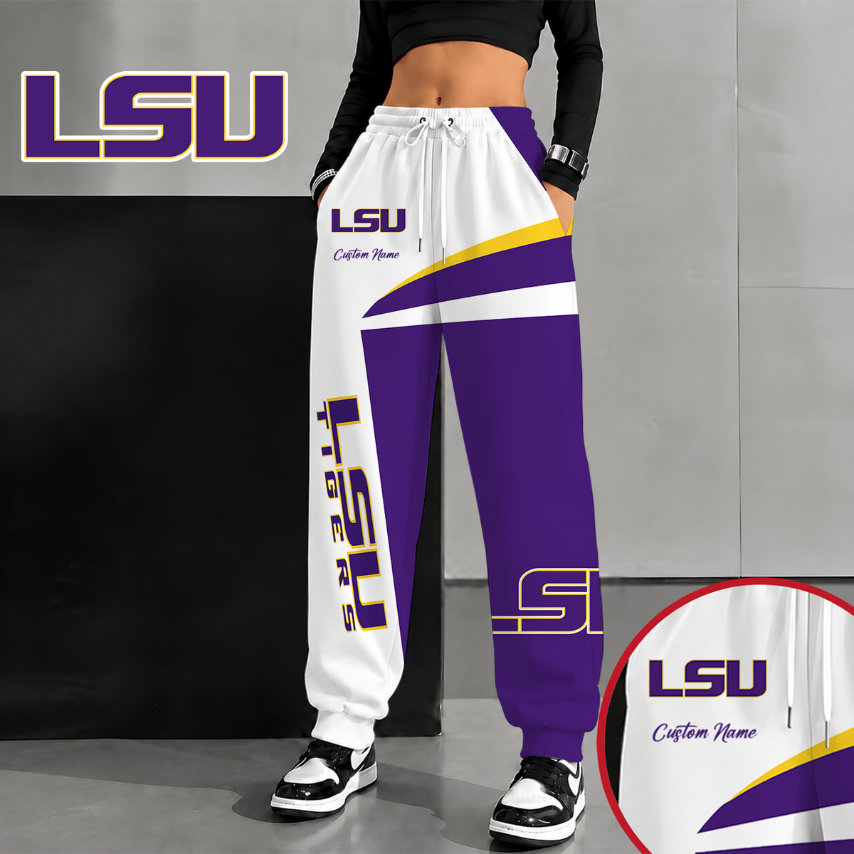 [SLAM DUNK DEAL] NEW CUSTOMIZED NCAA MAM13 LST LSU TIGERS SWEATPANTS
