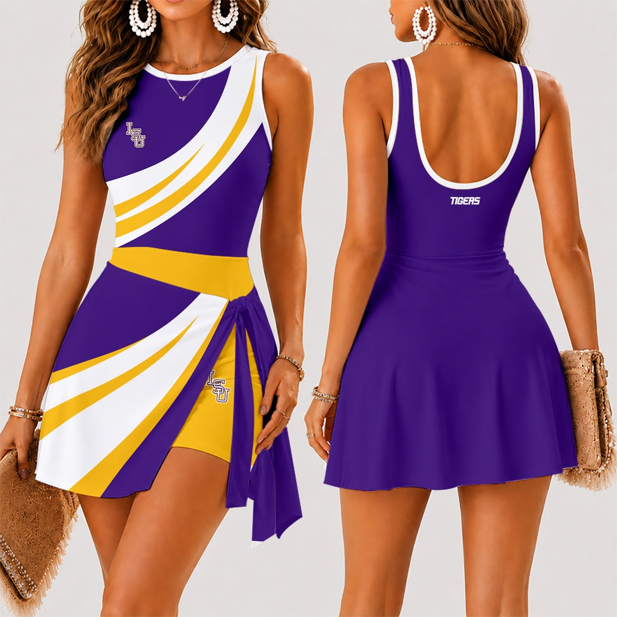 [SLAM DUNK DEAL] NEW CUSTOMIZED NCAA MAM13 LST LSU TIGERS WOMEN'S SUMMER SKORT DRESS
