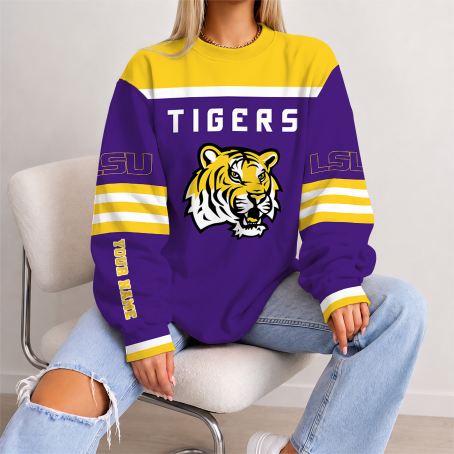 [SLAM DUNK DEAL] NEW CUSTOMIZED NCAA MAM13 LST LSU TIGERS STRAPPY UNISEX SWEATSHIRT