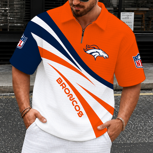 [TOUCHDOWN DEAL] NEW CUSTOMIZED NFL13 DVB DENVER BRONCOS QUARTER-ZIP POLO SHIRT