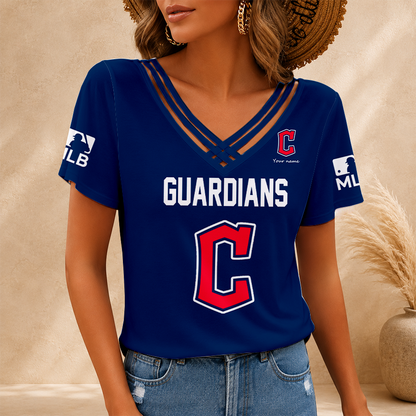 [HOMERUN DEAL] NEW CUSTOMIZED MLB13 CGS CLEVELAND GUARDIANS V-NECK SHIRT