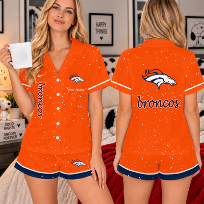[TOUCHDOWN DEAL] NEW CUSTOMIZED NFL13 DVB THE BRONCOS WOMEN'S V-NECK SHORT PAJAMAS SET