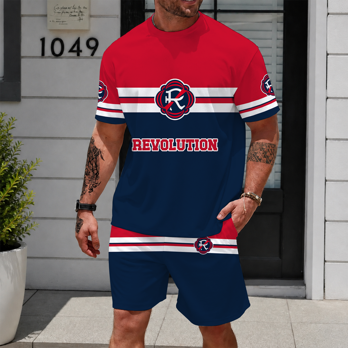 [GOAL DEAL] NEW CUSTOMIZED MLS13 NER NEW ENGLAND REVOLUTION UNISEX T-SHIRT & SHORTS SET