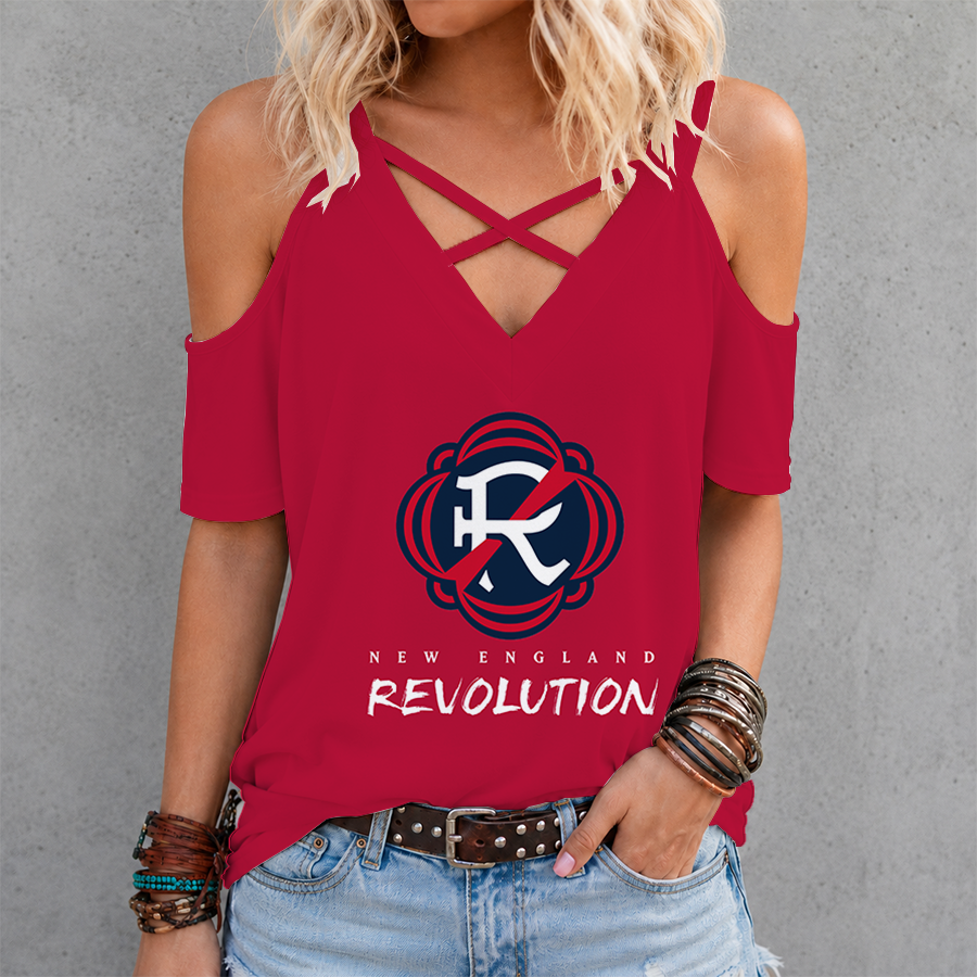 [GOAL DEAL] NEW CUSTOMIZED MLS13 NER NEW ENGLAND REVOLUTION CRISS CROSS V-NECK TOP