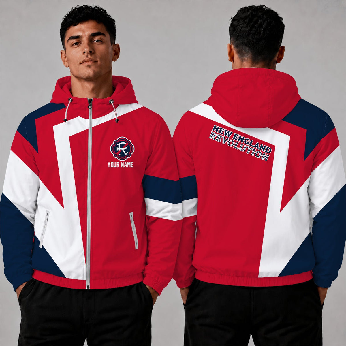 [GOAL DEAL] NEW CUSTOMIZED MLS13 NER NEW ENGLAND REVOLUTION WINDBREAKER JACKET