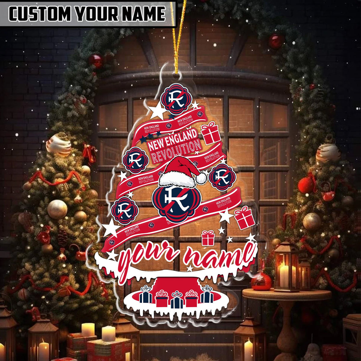 [GOAL DEAL] NEW CUSTOMIZED MLS13 NER NEW ENGLAND REVOLUTION CHRISTMAS ACRYLIC ORNAMENT