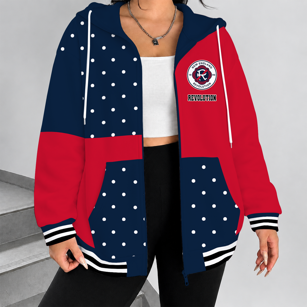 [GOAL DEAL] NEW CUSTOMIZED MLS13 NER NEW ENGLAND REVOLUTION ZIP HOODIE