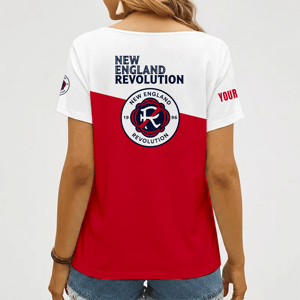 [GOAL DEAL] NEW CUSTOMIZED MLS13 NER NEW ENGLAND REVOLUTION V-NECK FEMALE SHIRT