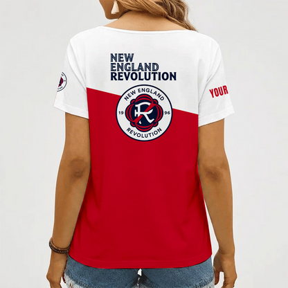 [GOAL DEAL] NEW CUSTOMIZED MLS13 NER NEW ENGLAND REVOLUTION V-NECK FEMALE SHIRT