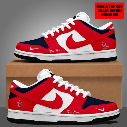 [HOMERUN DEAL] NEW CUSTOMIZED NCAA CWS13 OMR OLE MISS REBELS DUNK LOW SHOES
