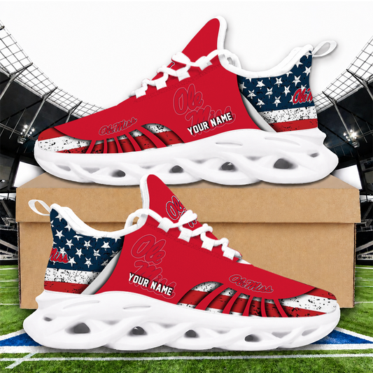 [HOMERUN DEAL] NEW CUSTOMIZED NCAA CWS13 OMR OLE MISS REBELS UNISEX CLUNKY SNEAKERS