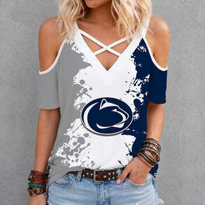[PUCK DROP DEAL] NEW CUSTOMIZED NCAA MFF13 PNL PENN STATE NITTANY LIONS CRISS CROSS V-NECK TOP