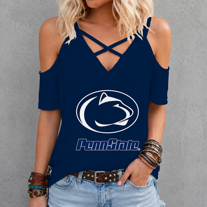 [PUCK DROP DEAL] NEW CUSTOMIZED NCAA MFF13 PNL PENN STATE NITTANY LIONS CRISS CROSS V-NECK TOP