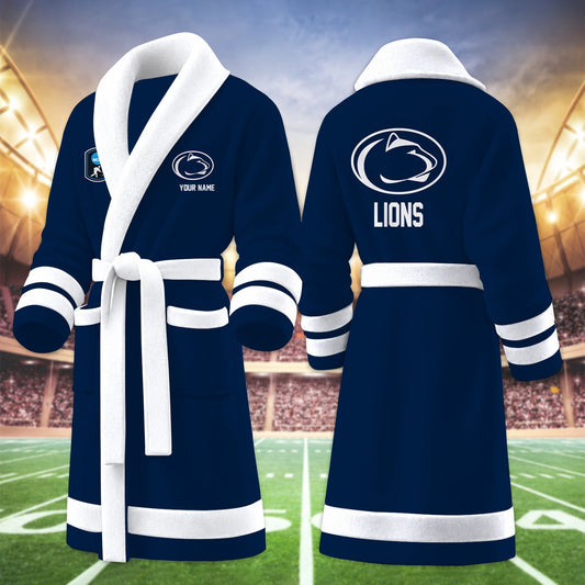[PUCK DROP DEAL] NEW CUSTOMIZED NCAA MFF13 PNL PENN STATE NITTANY LIONS MULTICOLOR FLEECE BATHROBE