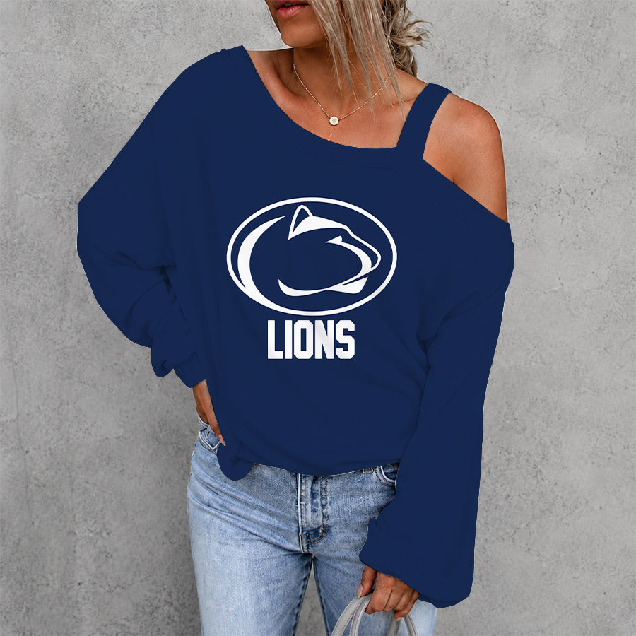 [PUCK DROP DEAL] NEW CUSTOMIZED NCAA MFF13 PNL PENN STATE NITTANY LIONS WOMEN'S OFF-SHOULDER LONG SLEEVE SHIRT