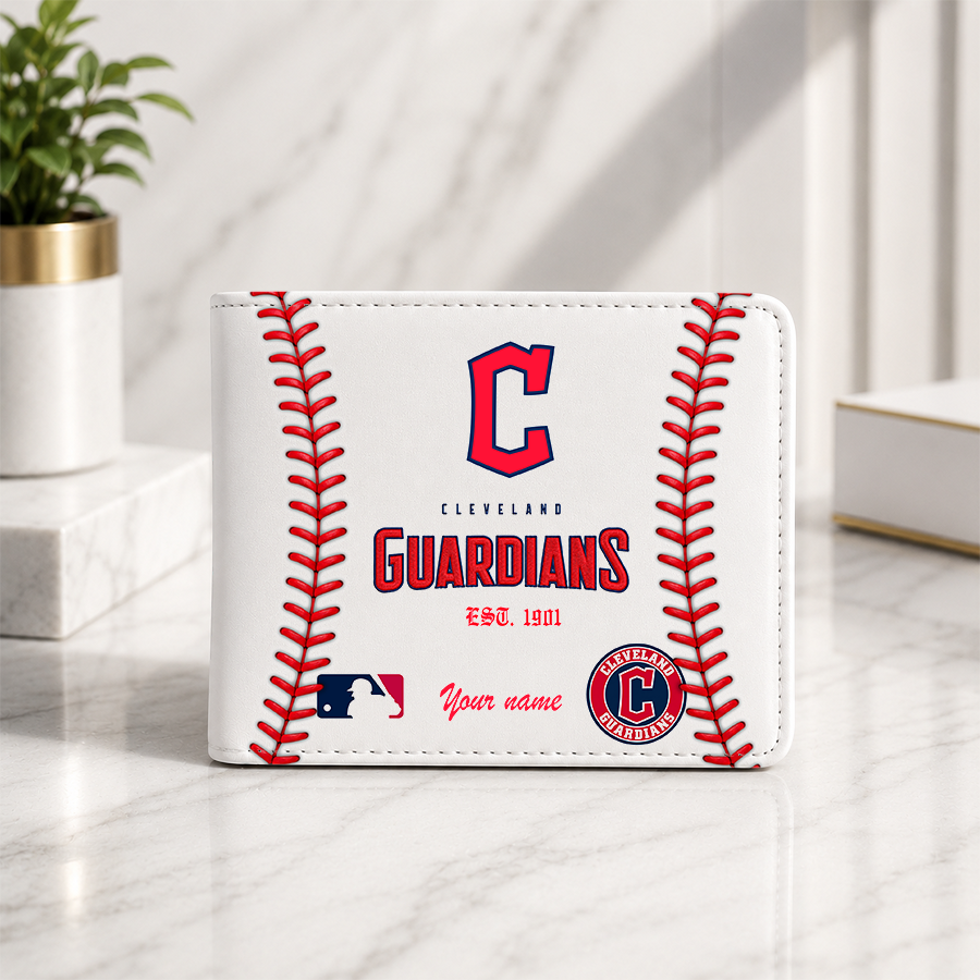 [HOMERUN DEAL] NEW CUSTOMIZED MLB13 CGS CLEVELAND GUARDIANS LEATHER WALLET