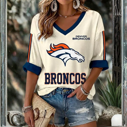 [TOUCHDOWN DEAL] NEW CUSTOMIZED NFL13 DVB DENVER BRONCOS WOMEN'S HEART V-NECK LONG SLEEVE SHIRT