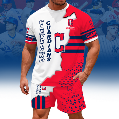 [HOMERUN DEAL] NEW CUSTOMIZED MLB13 CGS CLEVELAND GUARDIANS UNISEX T-SHIRT & SHORTS SET
