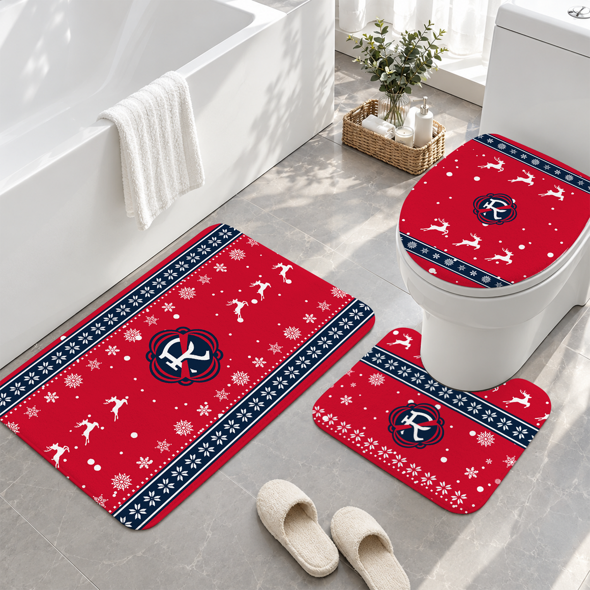 [GOAL DEAL] NEW CUSTOMIZED MLS13 NER NEW ENGLAND REVOLUTION 3-PIECE BATHROOM RUG SET