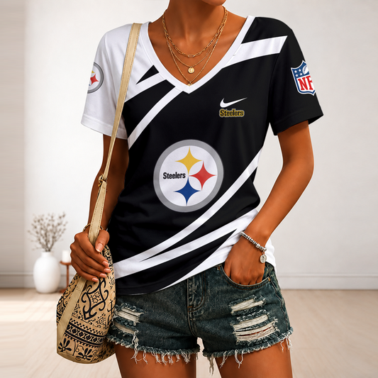 [TOUCHDOWN DEAL] NEW CUSTOMIZED NFL14 PSB PITTSBURGH STEELERS V-NECK FEMALE SHIRT