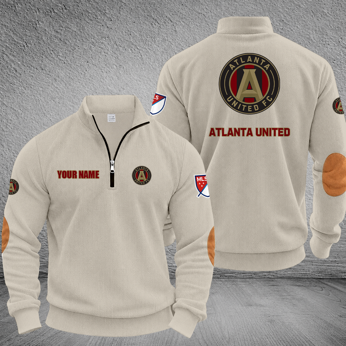 [GOAL DEAL] NEW CUSTOMIZED MLS14 ALU ATLANTA UNITED FC MULTICOLOR STRIPED QUATER ZIP SWEATSHIRT