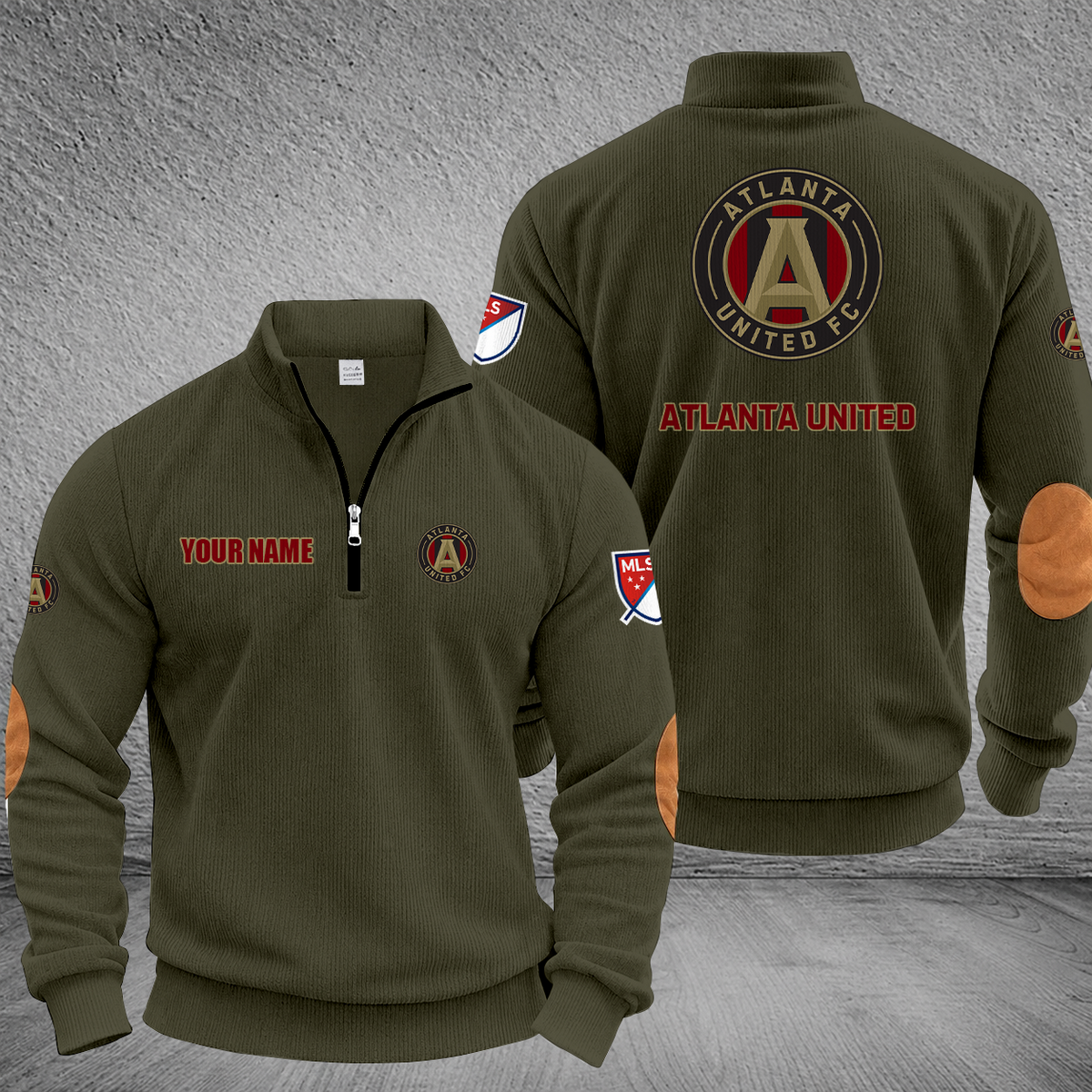 [GOAL DEAL] NEW CUSTOMIZED MLS14 ALU ATLANTA UNITED FC MULTICOLOR STRIPED QUATER ZIP SWEATSHIRT