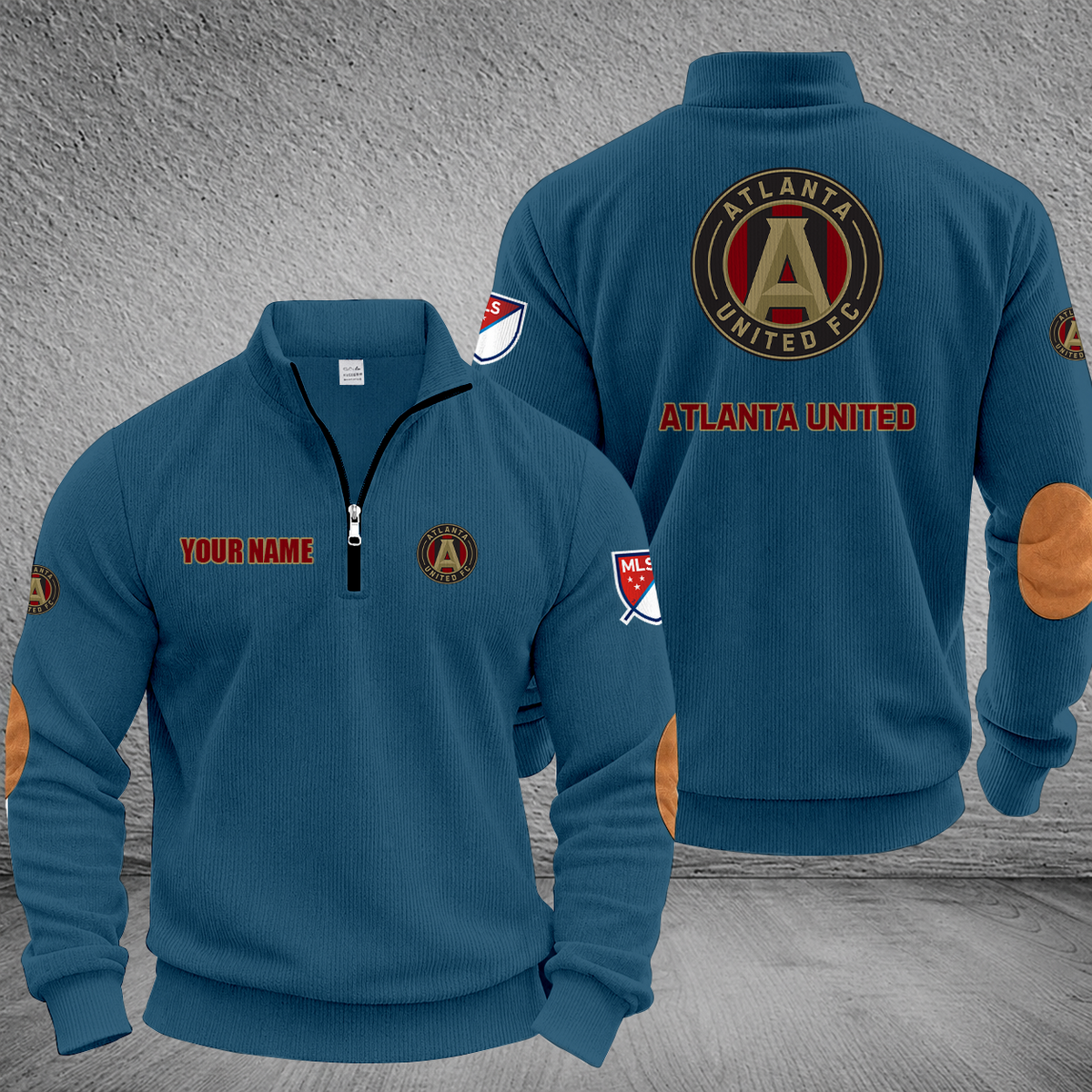 [GOAL DEAL] NEW CUSTOMIZED MLS14 ALU ATLANTA UNITED FC MULTICOLOR STRIPED QUATER ZIP SWEATSHIRT