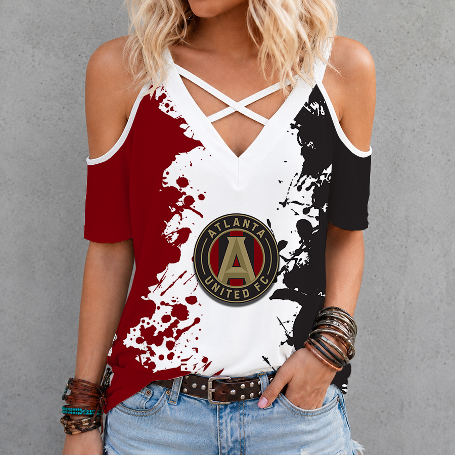 [GOAL DEAL] NEW CUSTOMIZED MLS14 ALU ATLANTA UNITED FC CRISS CROSS V-NECK TOP