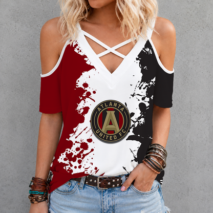 [GOAL DEAL] NEW CUSTOMIZED MLS14 ALU ATLANTA UNITED FC CRISS CROSS V-NECK TOP
