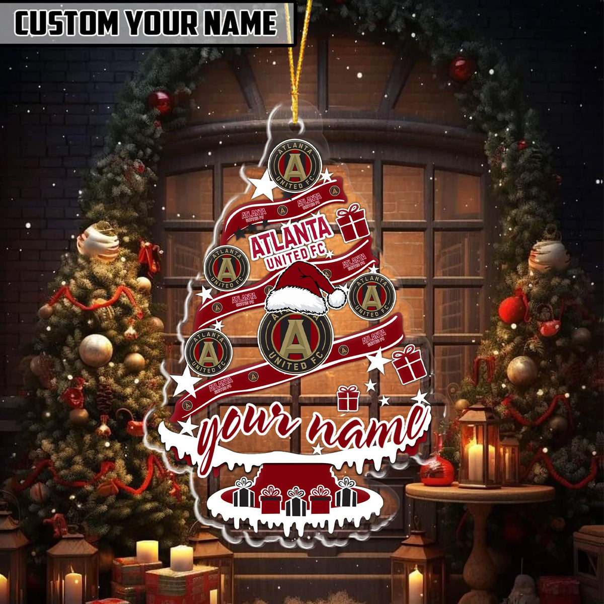 [GOAL DEAL] NEW CUSTOMIZED MLS14 ALU ATLANTA UNITED FC CHRISTMAS ACRYLIC ORNAMENT