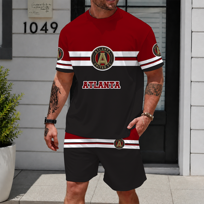 [GOAL DEAL] NEW CUSTOMIZED MLS14 ALU ATLANTA UNITED FC UNISEX T-SHIRT & SHORTS SET
