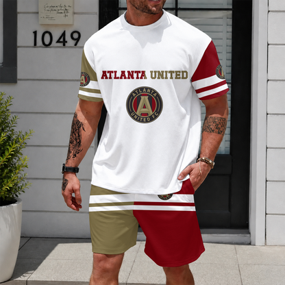 [GOAL DEAL] NEW CUSTOMIZED MLS14 ALU ATLANTA UNITED FC UNISEX T-SHIRT & SHORTS SET