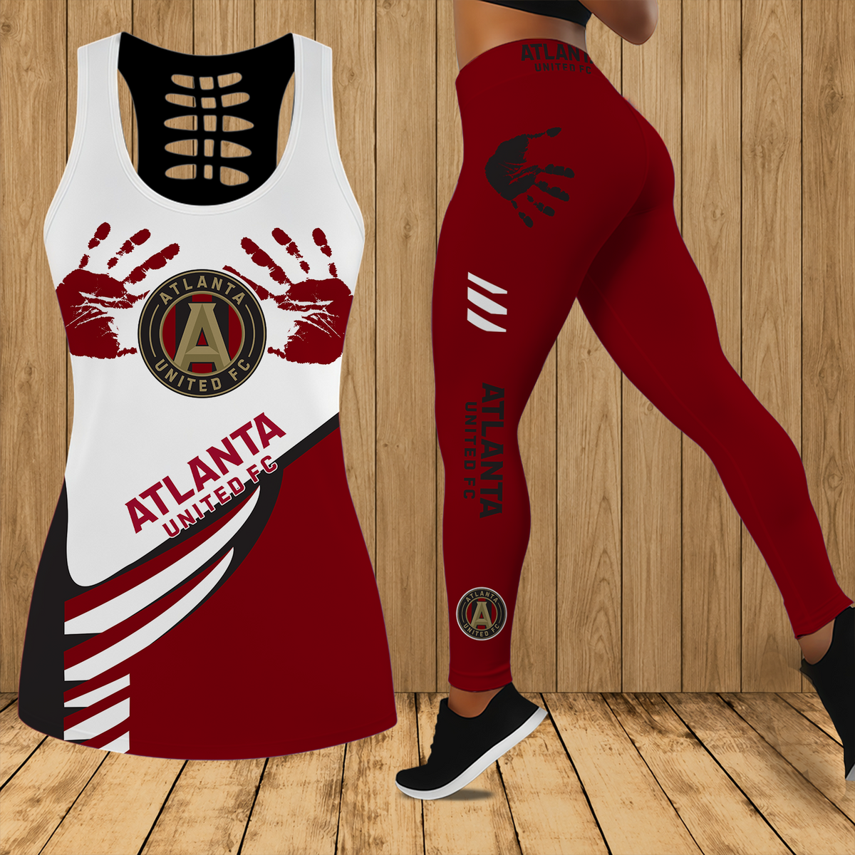[GOAL DEAL] NEW CUSTOMIZED MLS14 ALU ATLANTA UNITED FC HOLLOW TANK TOP & LEGGINGS SET