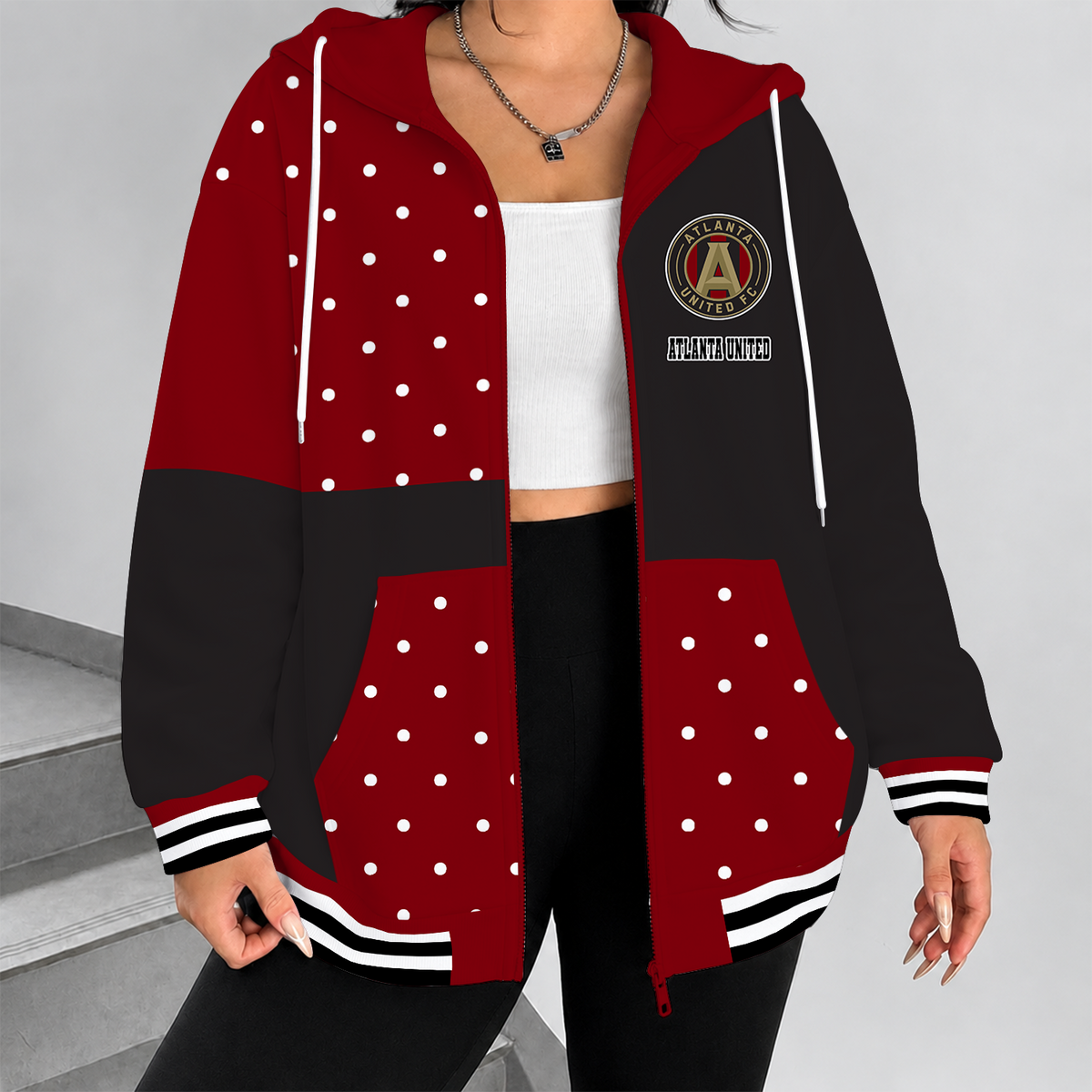 [GOAL DEAL] NEW CUSTOMIZED MLS14 ALU ATLANTA UNITED FC ZIP HOODIE