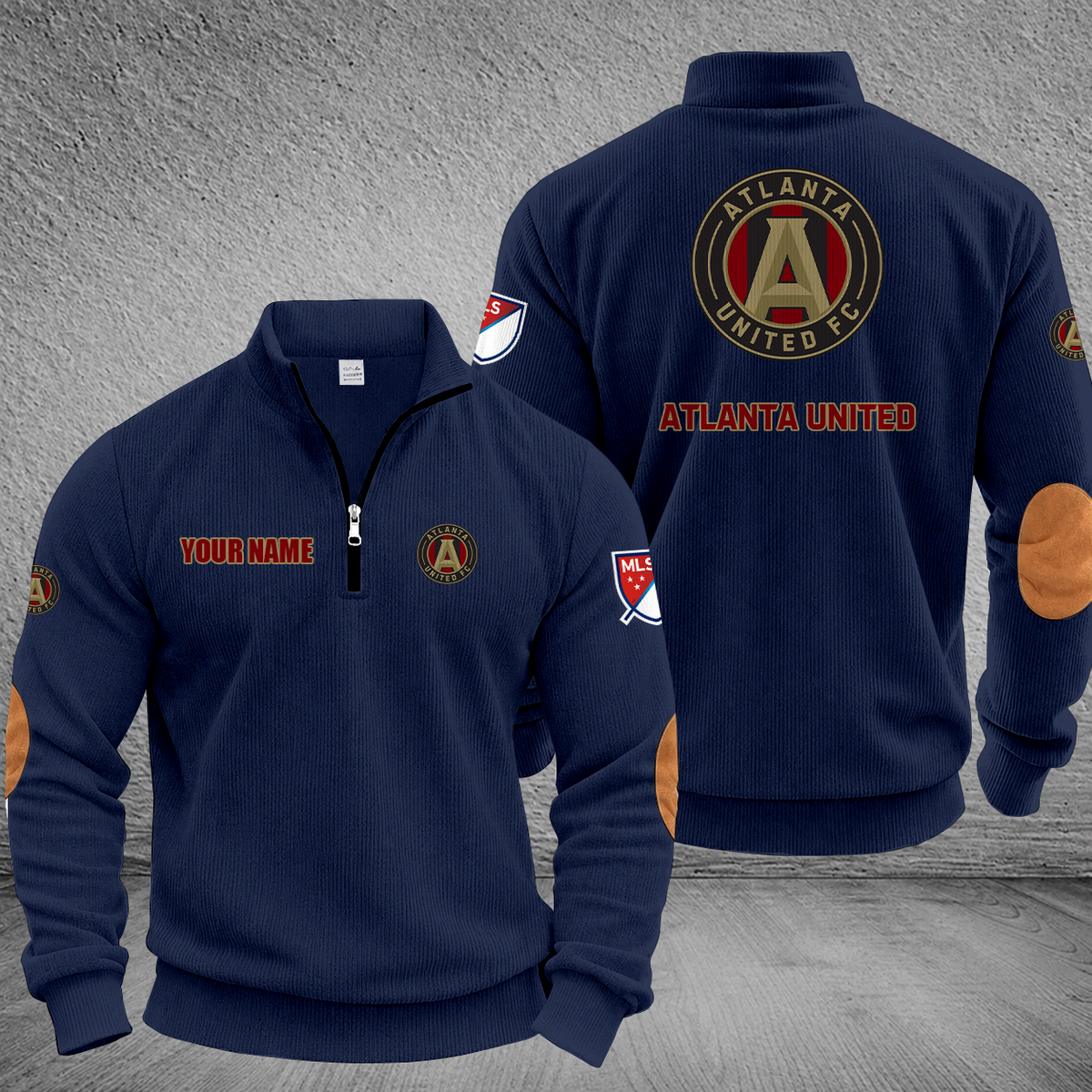 [GOAL DEAL] NEW CUSTOMIZED MLS14 ALU ATLANTA UNITED FC MULTICOLOR STRIPED QUATER ZIP SWEATSHIRT