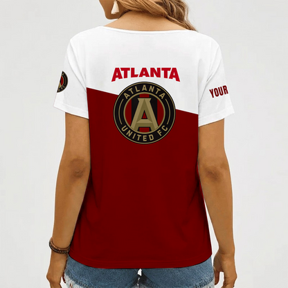 [GOAL DEAL] NEW CUSTOMIZED MLS14 ALU ATLANTA UNITED FC V-NECK FEMALE SHIRT