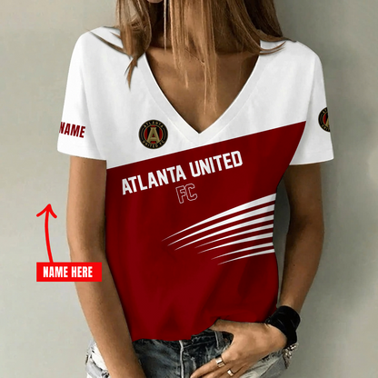[GOAL DEAL] NEW CUSTOMIZED MLS14 ALU ATLANTA UNITED FC V-NECK FEMALE SHIRT