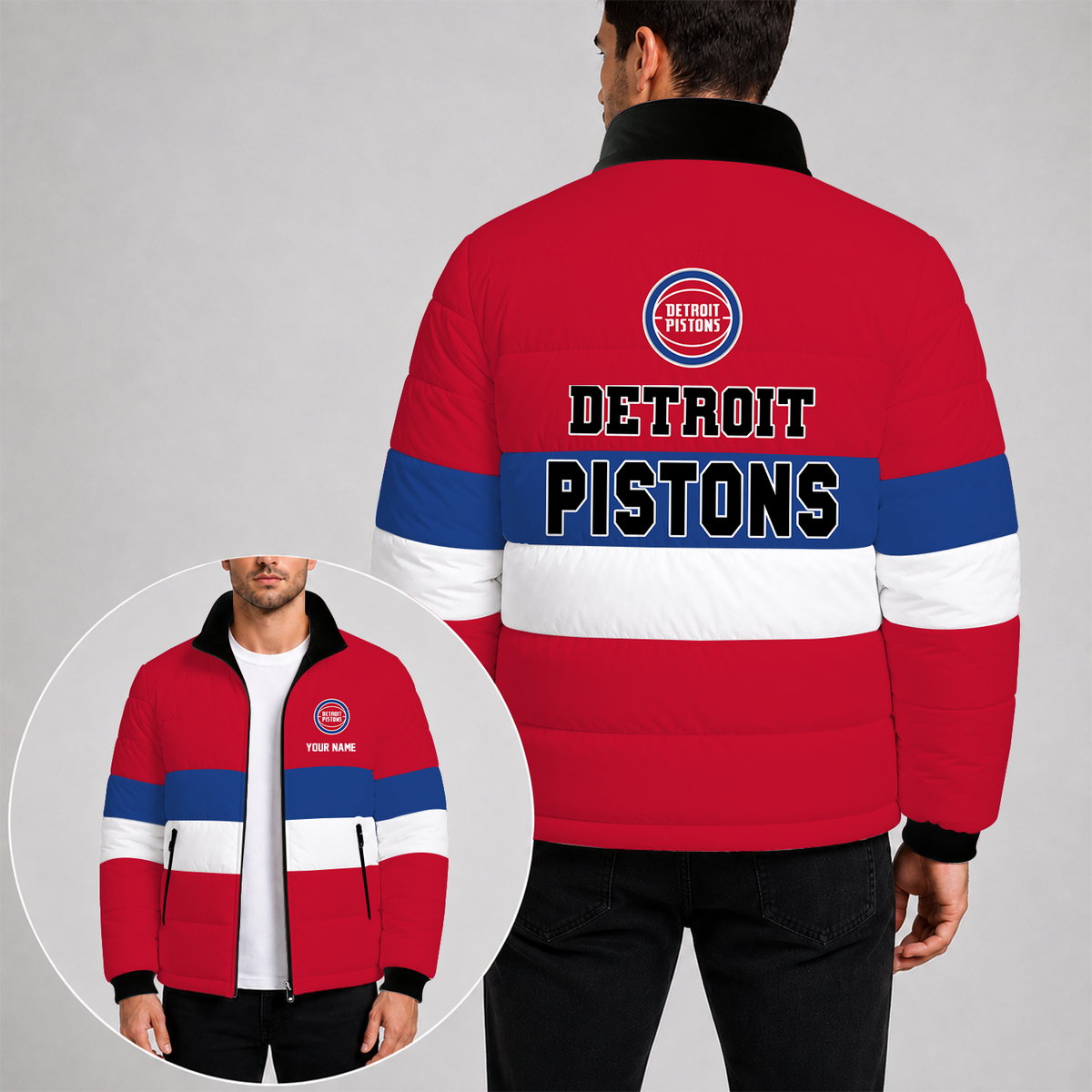 [SLAM DUNK DEAL] NEW CUSTOMIZED NBA14 DPI THE PISTONS PUFFER JACKET