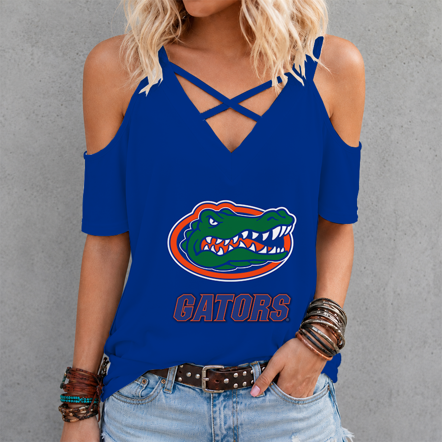 [SLAM DUNK DEAL] NEW CUSTOMIZED NCAA MAM14 FLG FLORIDA GATORS CRISS CROSS V-NECK TOP