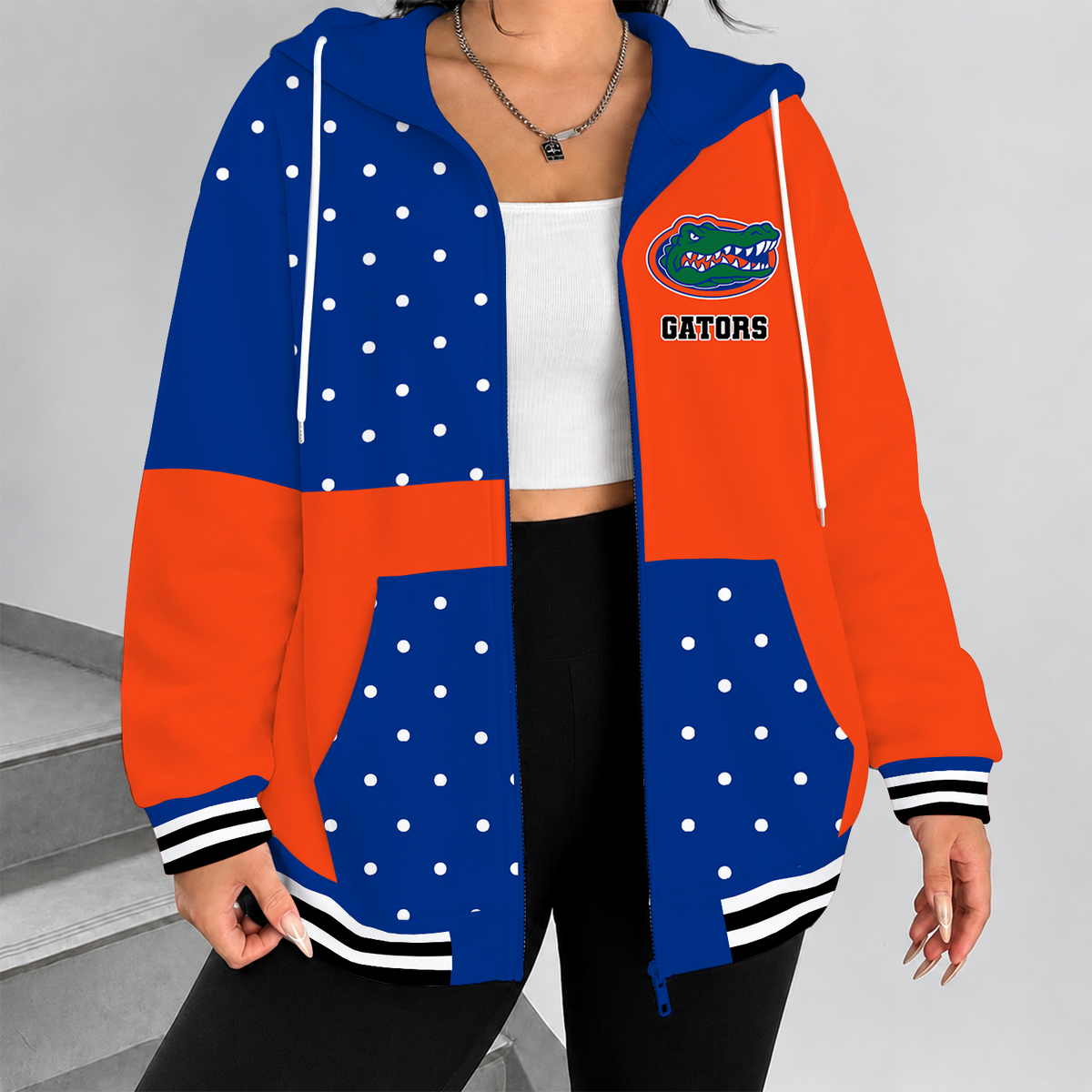 [SLAM DUNK DEAL] NEW CUSTOMIZED NCAA MAM14 FLG FLORIDA GATORS STRAPPY ZIP HOODIE