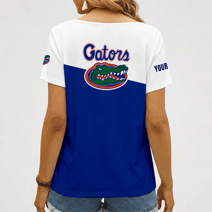 [FAN FAVORITE] NEW CUSTOMIZED NCAA MAM14 FLG FLORIDA GATORS STRAPPY V-NECK FEMALE SHIRT