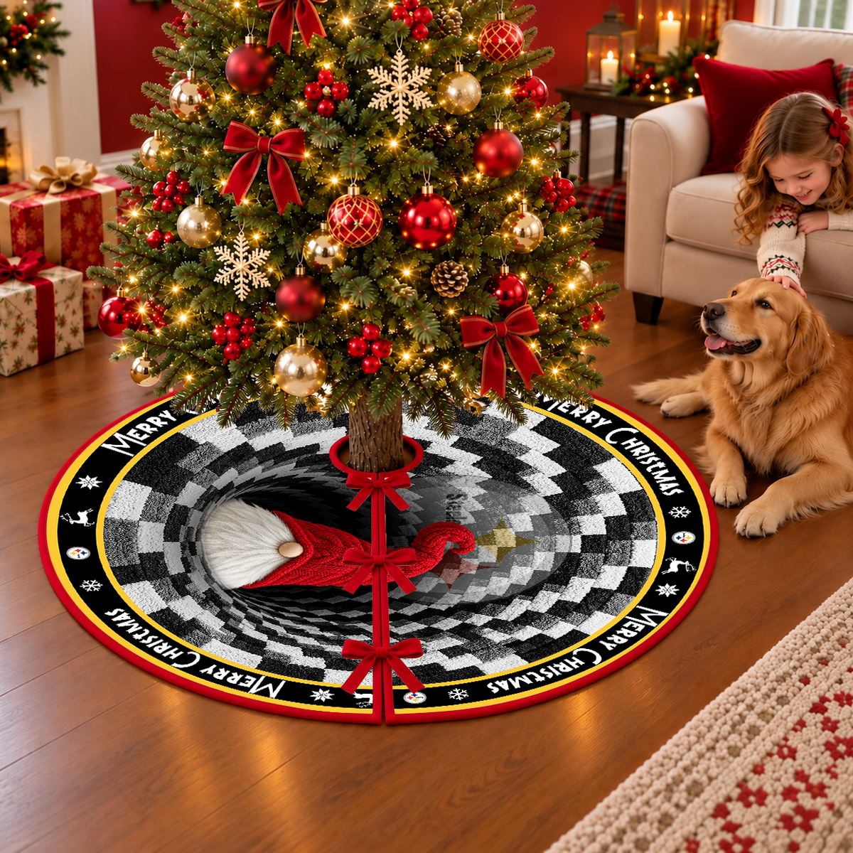 [TOUCHDOWN DEAL] NEW CUSTOMIZED NFL14 PSB THE STEELERS CHRISTMAS TREE SKIRT