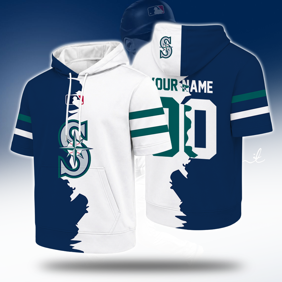 [HOMERUN DEAL] NEW CUSTOMIZED MLB14 SMS SEATTLE MARINERS SHORT SLEEVE HOODIE