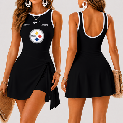 [TOUCHDOWN DEAL] NEW CUSTOMIZED NFL14 PSB PITTSBURGH STEELERS WOMEN'S SUMMER SKORT DRESS